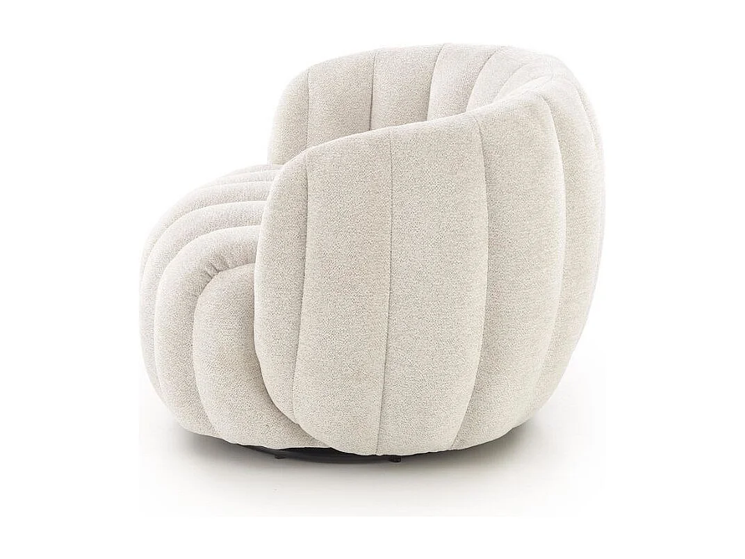 Poltrona rotonda girevole in tessuto Hilsy crema