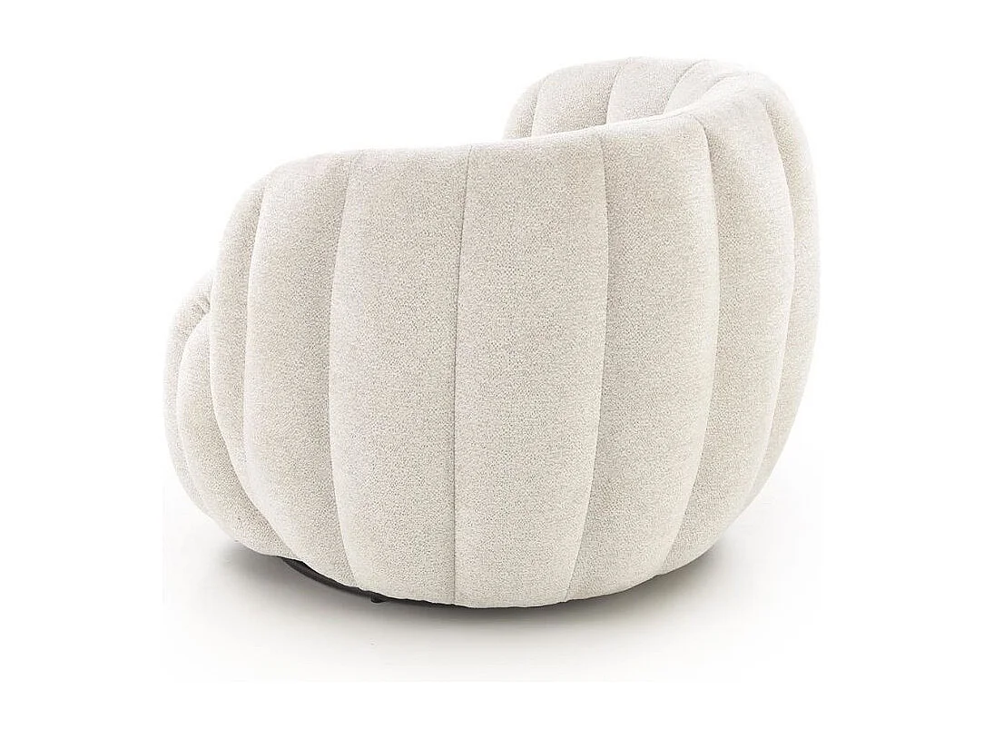 Poltrona rotonda girevole in tessuto Hilsy crema