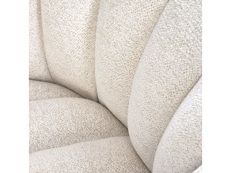 Poltrona rotonda girevole in tessuto Hilsy crema