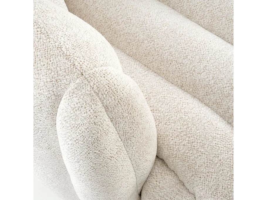 Fauteuil pivotant rond en tissu crème Hilsy