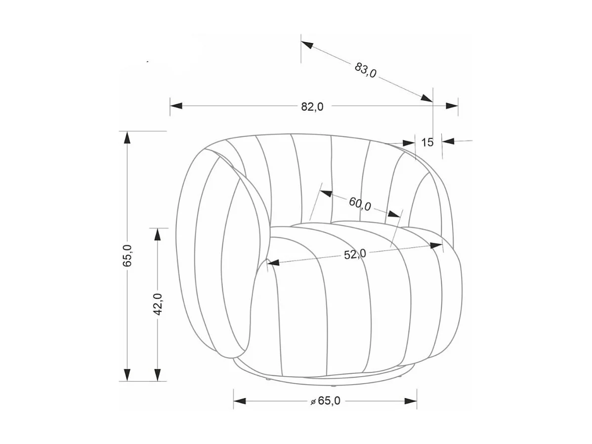Fauteuil pivotant rond en tissu crème Hilsy
