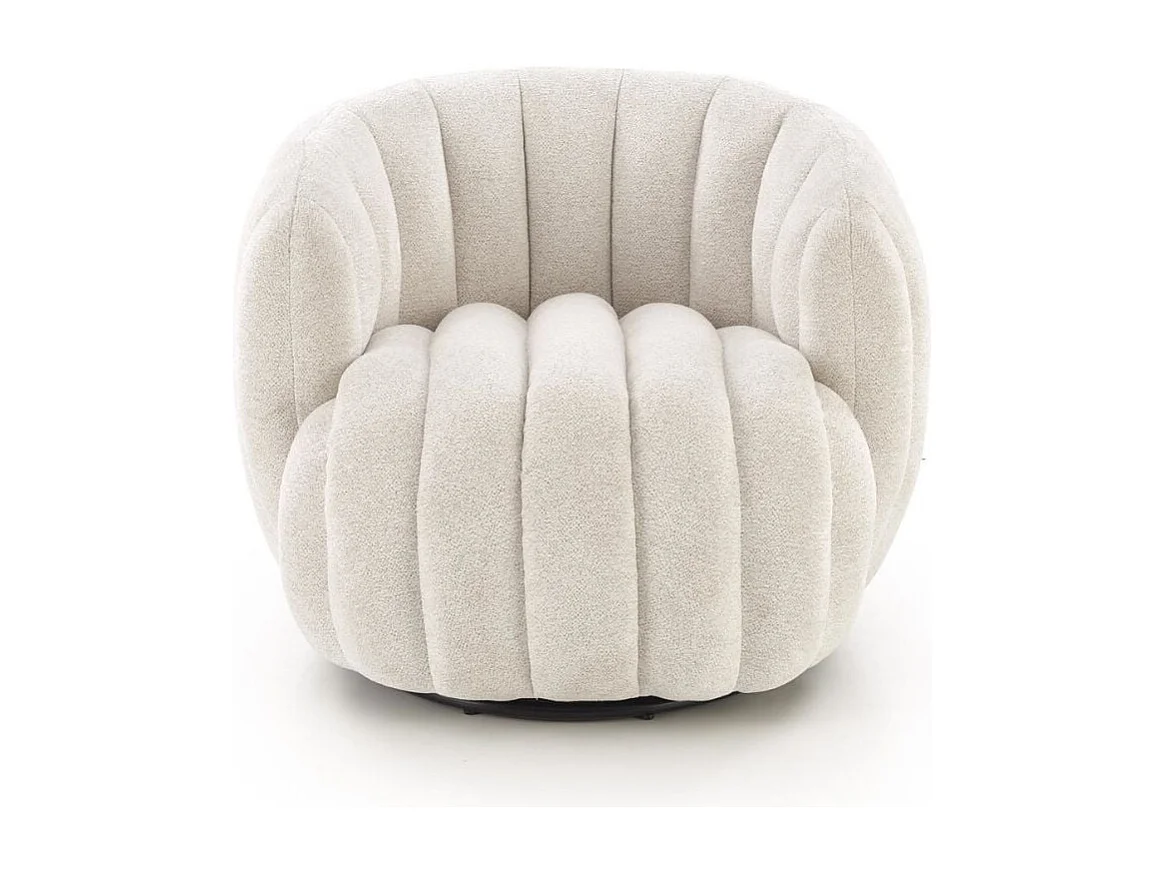 Fauteuil pivotant rond en tissu crème Hilsy