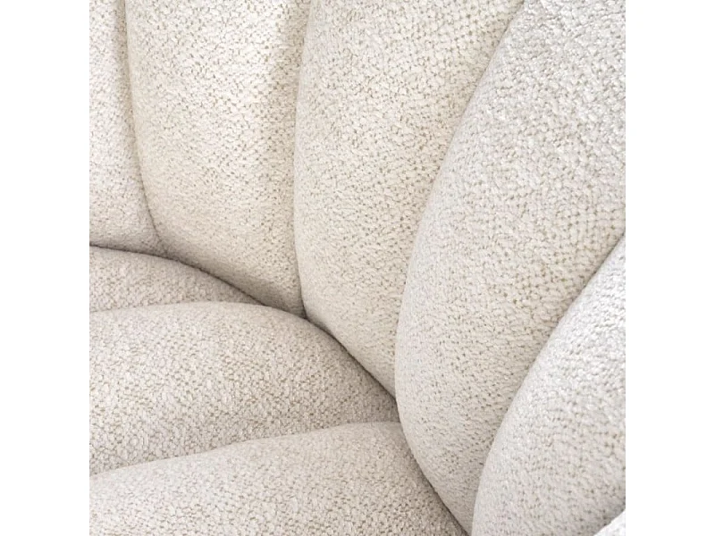 Fauteuil pivotant rond en tissu crème Hilsy