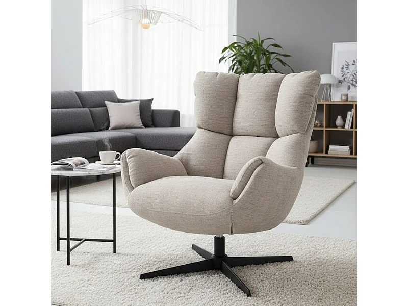 Marx sillón de tela beige giratorio confort