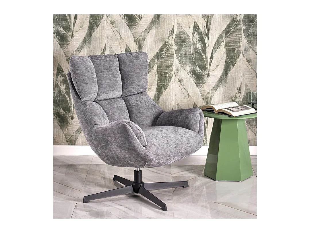 Sillón giratorio de diseño gris en tejido Marx