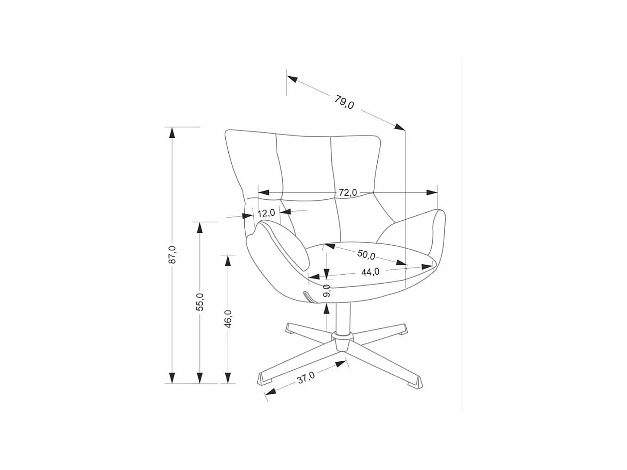 Sillón giratorio de diseño gris en tejido Marx