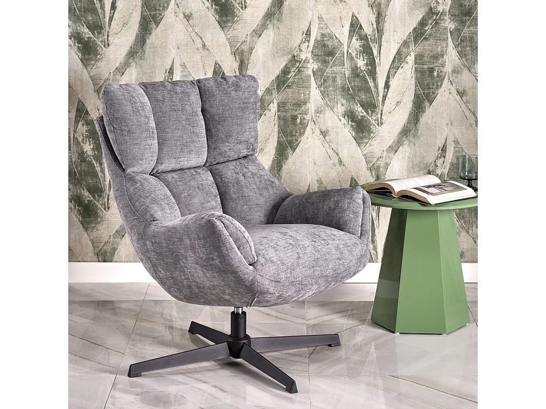 Sillón giratorio de diseño gris en tejido Marx
