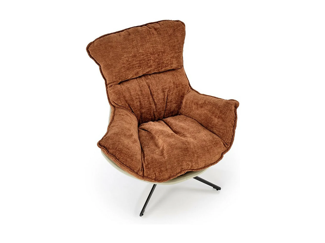 Fauteuil design bi-matière cannelle et kaki Adel