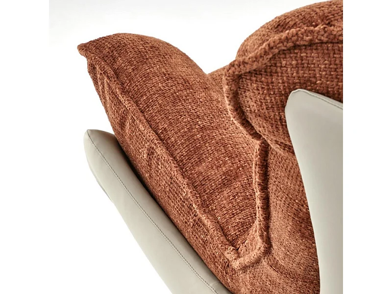 Fauteuil design bi-matière cannelle et kaki Adel