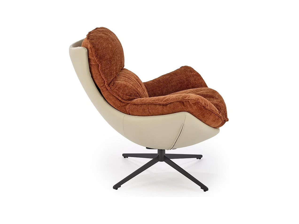 Sillón de diseño bimaterial Adel canela y caqui