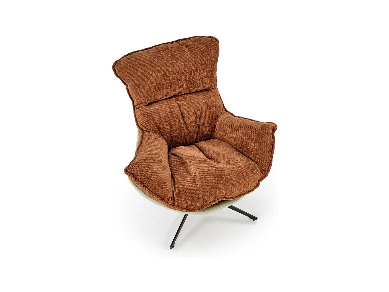 Sillón de diseño bimaterial Adel canela y caqui