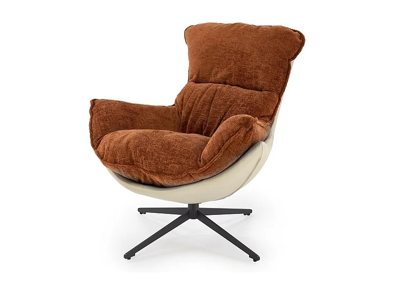 Fauteuil design bi-matière cannelle et kaki Adel