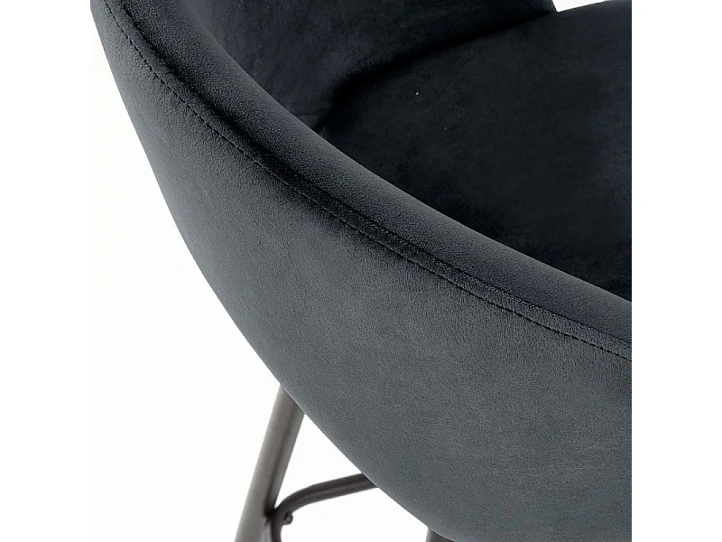 Sedia da bar in velluto nero con gambe in metallo nero FIT