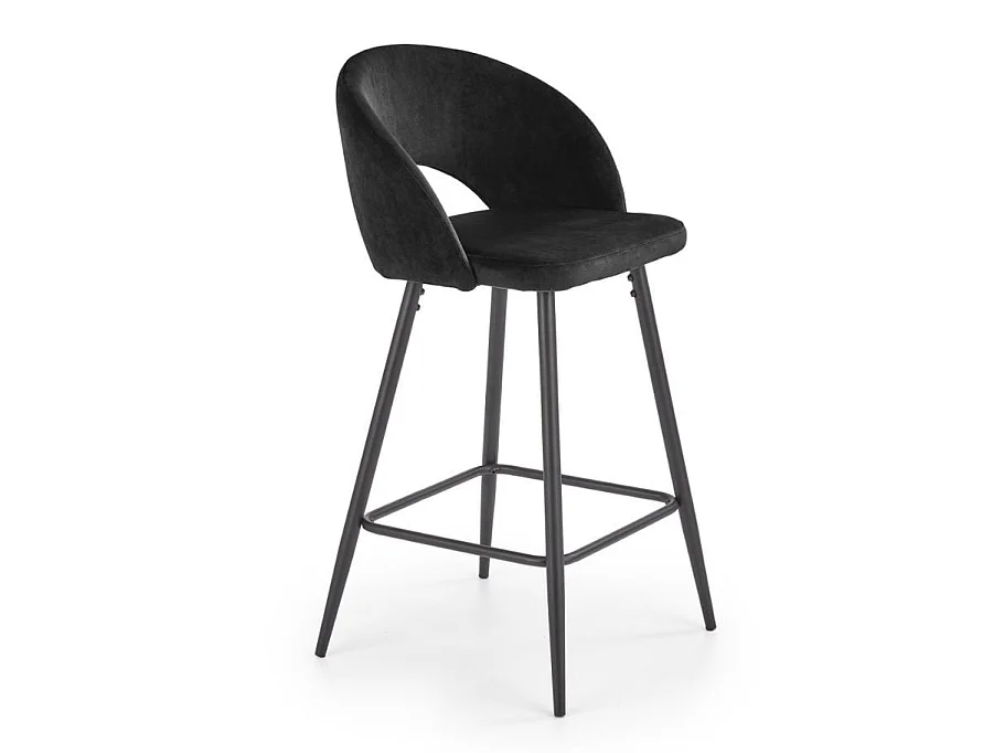 Chaise de bar en velours noir avec pieds en métal noir FIT