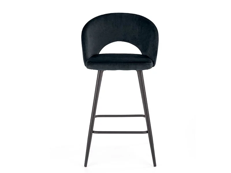 Chaise de bar en velours noir avec pieds en métal noir FIT