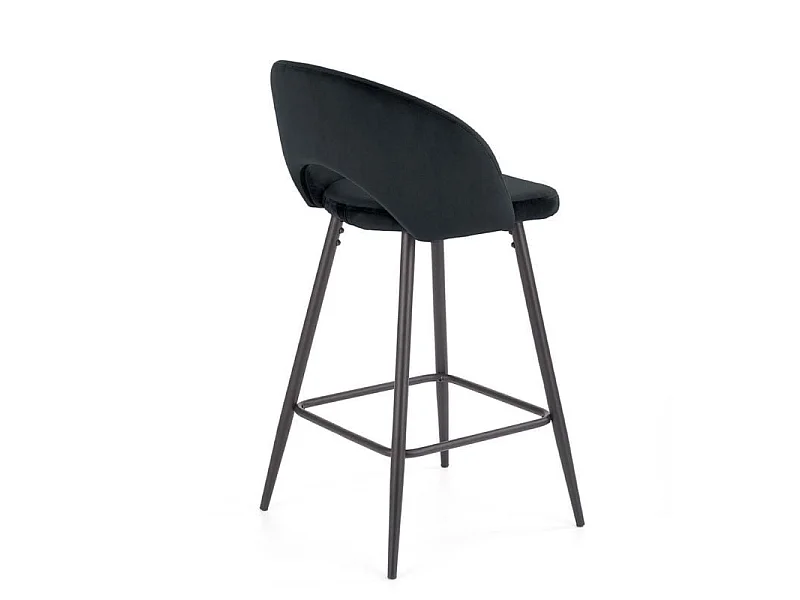 Chaise de bar en velours noir avec pieds en métal noir FIT