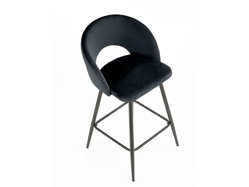 Chaise de bar en velours noir avec pieds en métal noir FIT