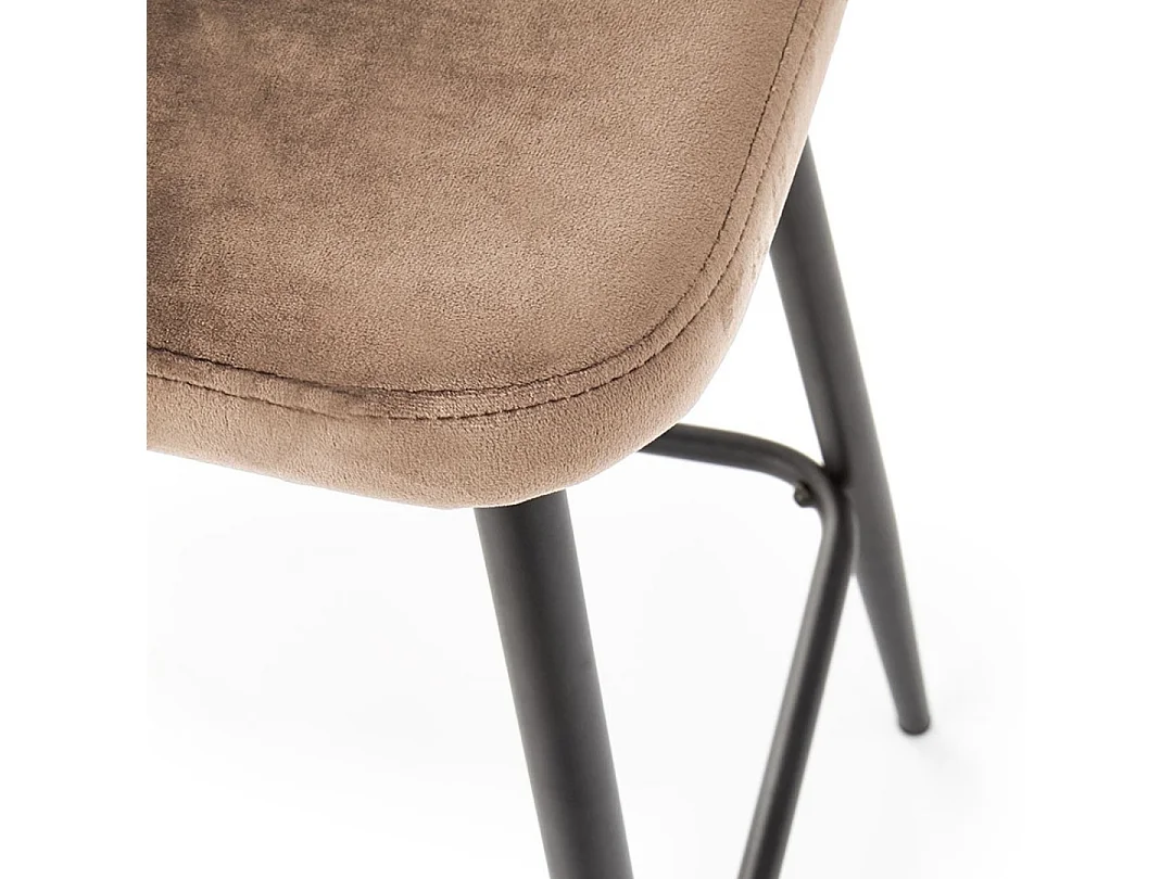 Silla de bar de terciopelo beige con patas de metal negro FIT