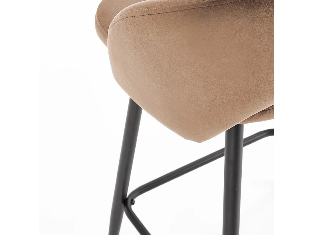 Silla de bar de terciopelo beige con patas de metal negro FIT
