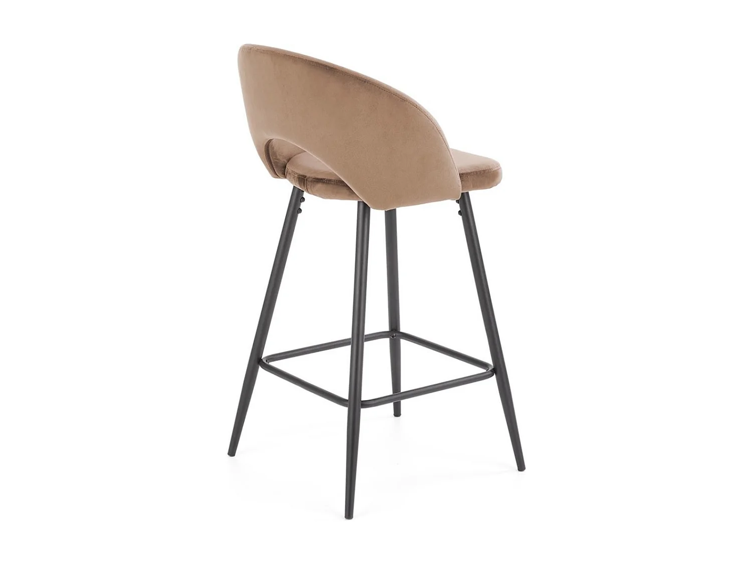 Sedia da bar in velluto beige con gambe in metallo nero FIT