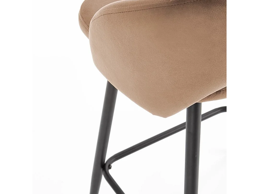 Sedia da bar in velluto beige con gambe in metallo nero FIT