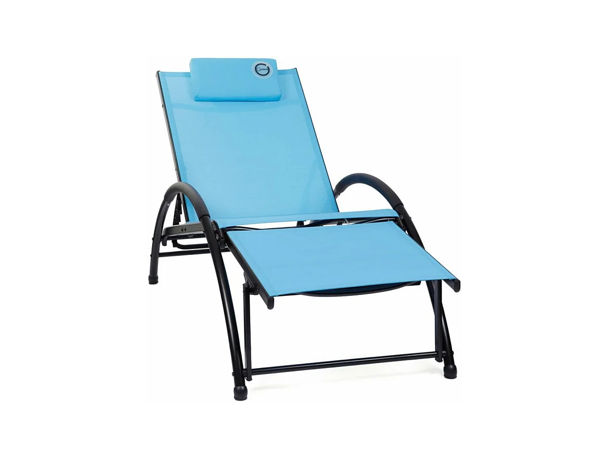 Bain de soleil pliable - O'Colors - Bleu - Repose tête inclus