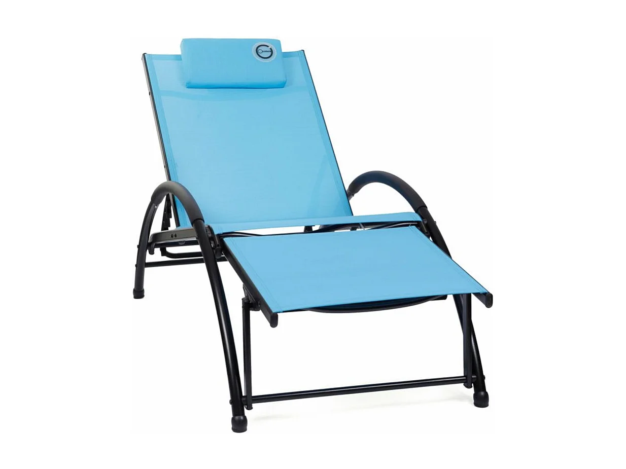 Bain de soleil pliable - O'Colors - Bleu - Repose tête inclus