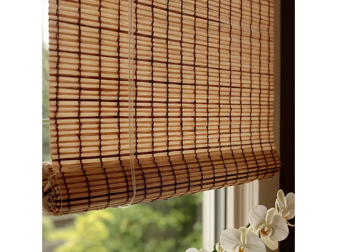 Estor de madera Bombai natural marrón oscuro 120x200 cm con regulación de altura, decoración e intimidad