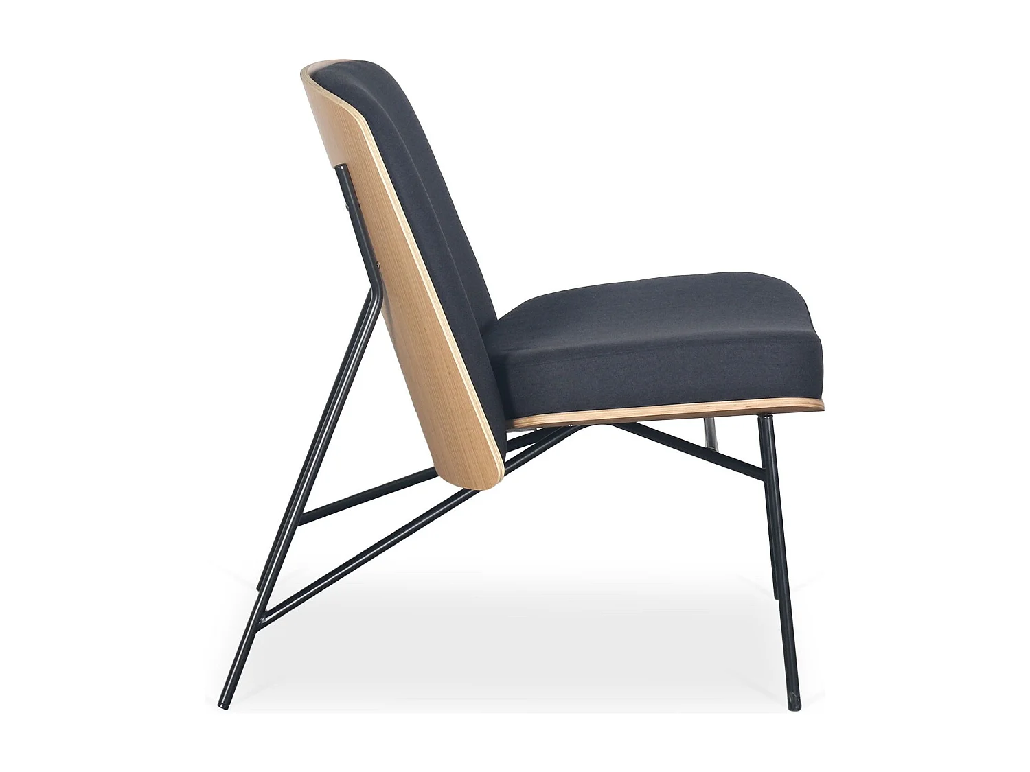 Fauteuil moderne Gauguin Bois clair et Tissu noir