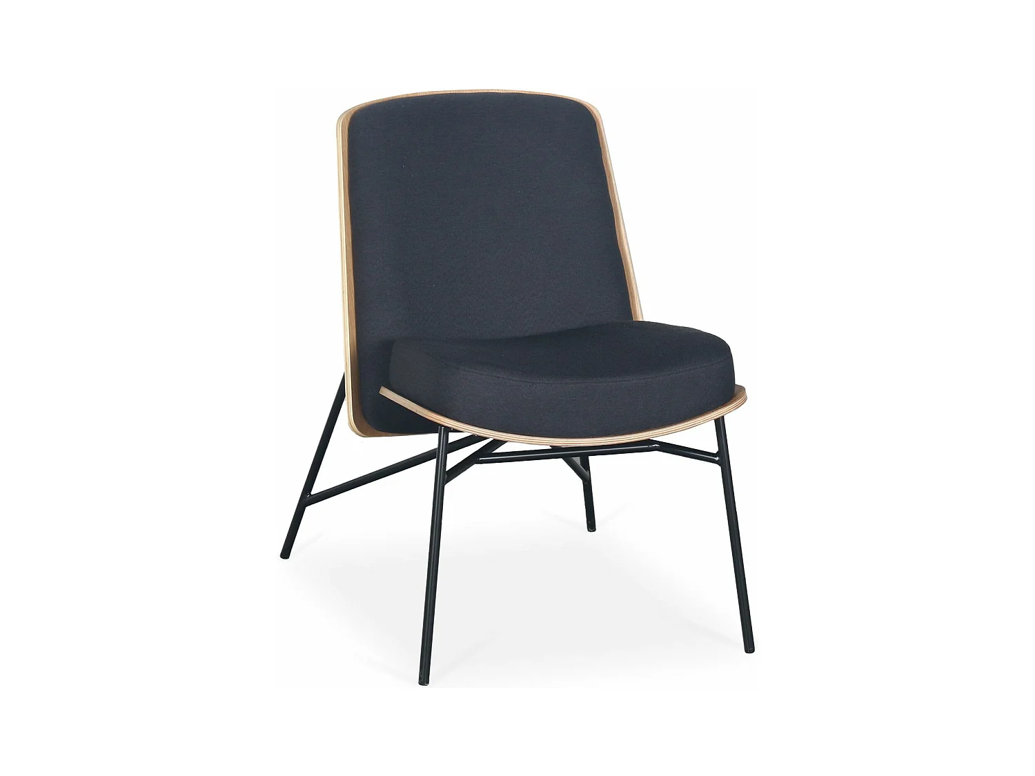 Fauteuil moderne Gauguin Bois clair et Tissu noir