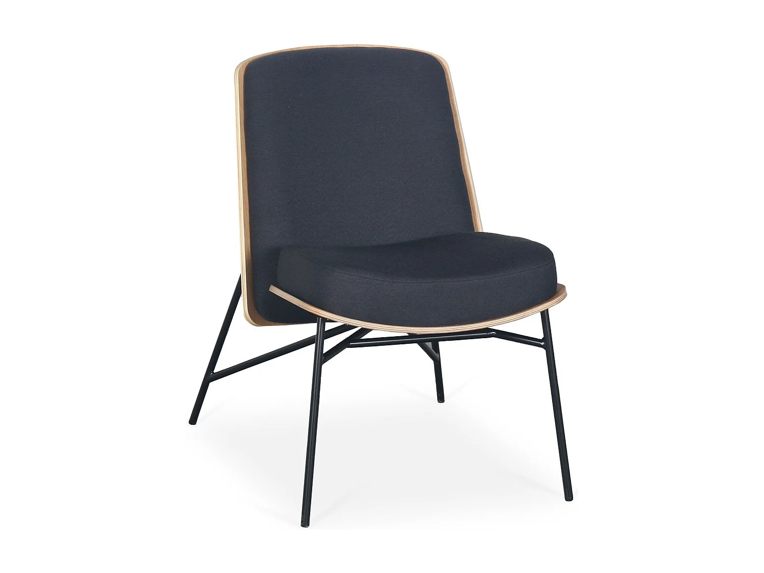 Fauteuil moderne Gauguin Bois clair et Tissu noir
