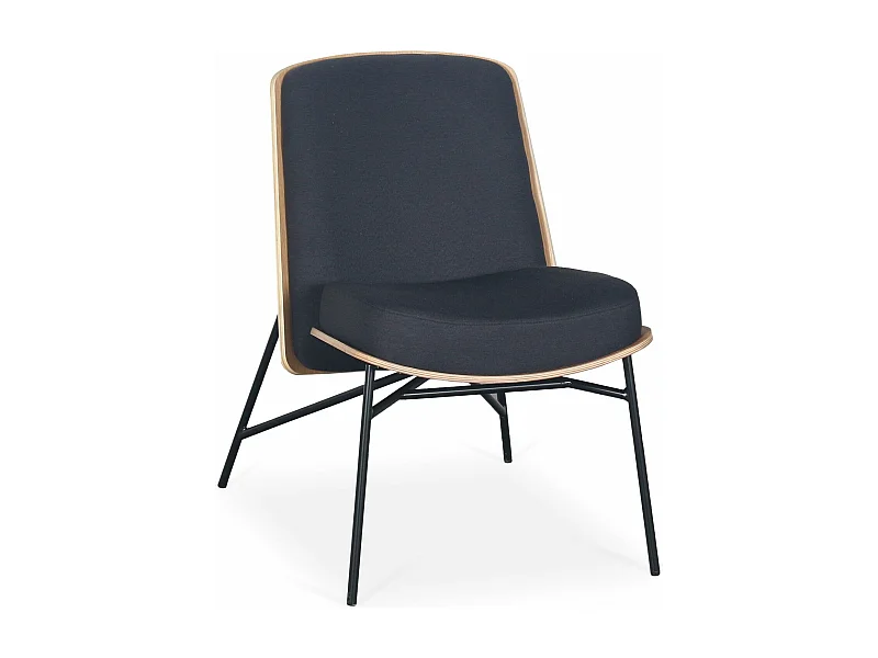 Fauteuil moderne Gauguin Bois clair et Tissu noir