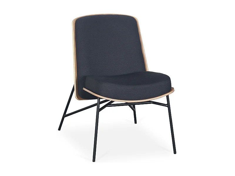 Fauteuil moderne Gauguin Bois clair et Tissu noir