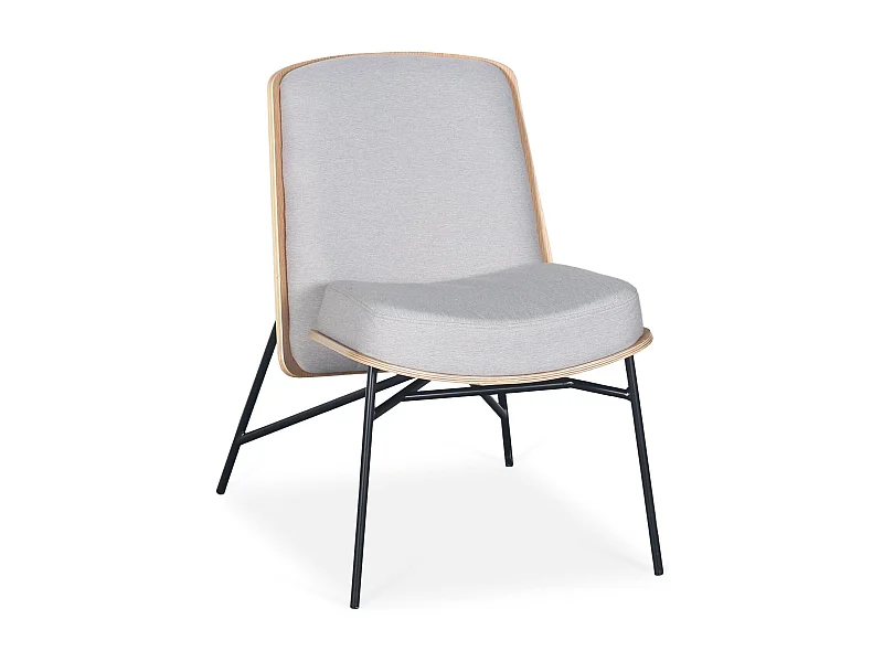 Fauteuil moderne Gauguin Bois et Tissu Gris clair
