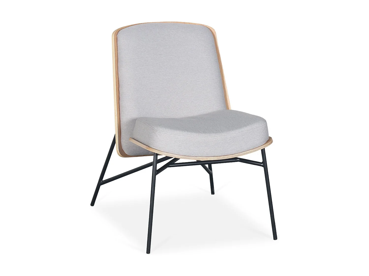 Fauteuil moderne Gauguin Bois et Tissu Gris clair