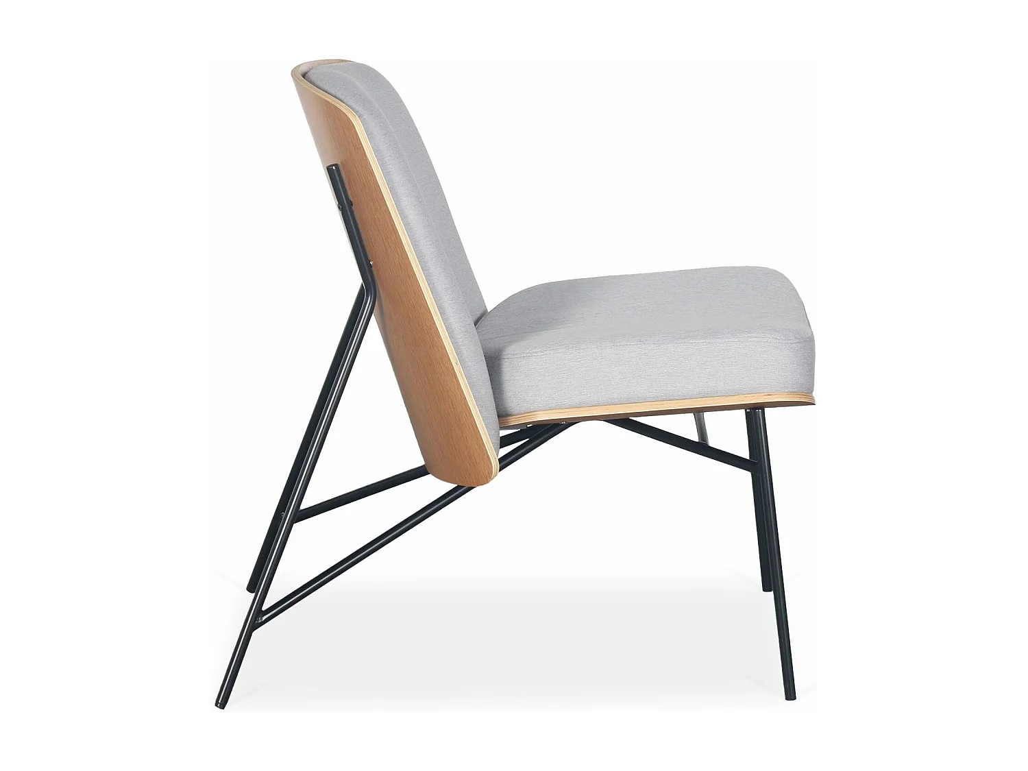 Fauteuil moderne Gauguin Bois et Tissu Gris clair