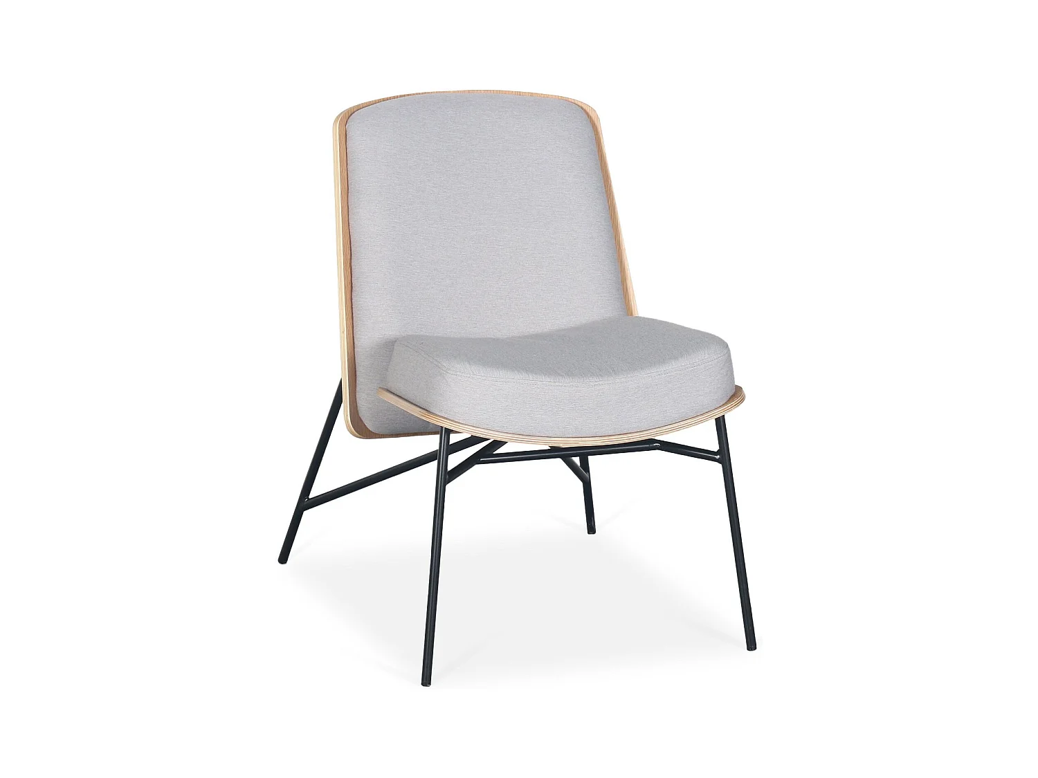 Fauteuil moderne Gauguin Bois et Tissu Gris clair