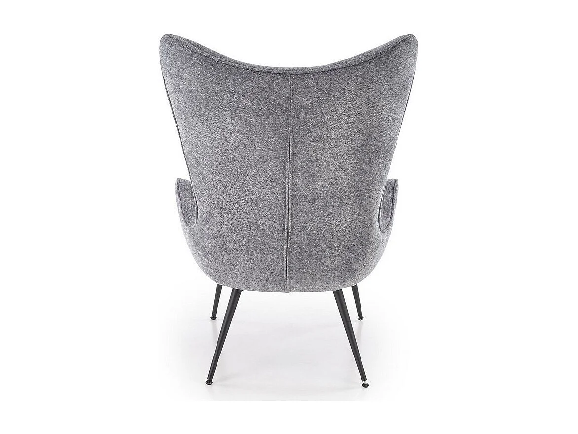 Fauteuil design en tissu gris avec pieds en métal noir Baralona