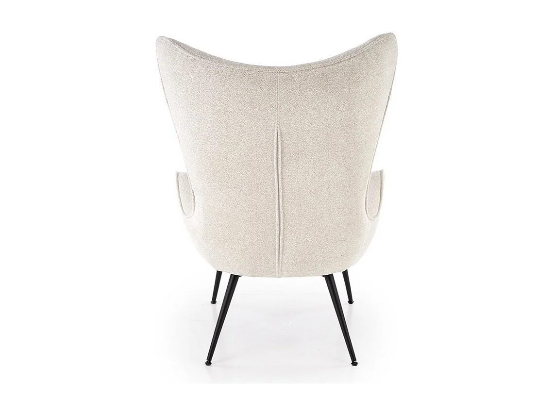 Fauteuil design en tissu crème avec pieds en métal noir Baralona