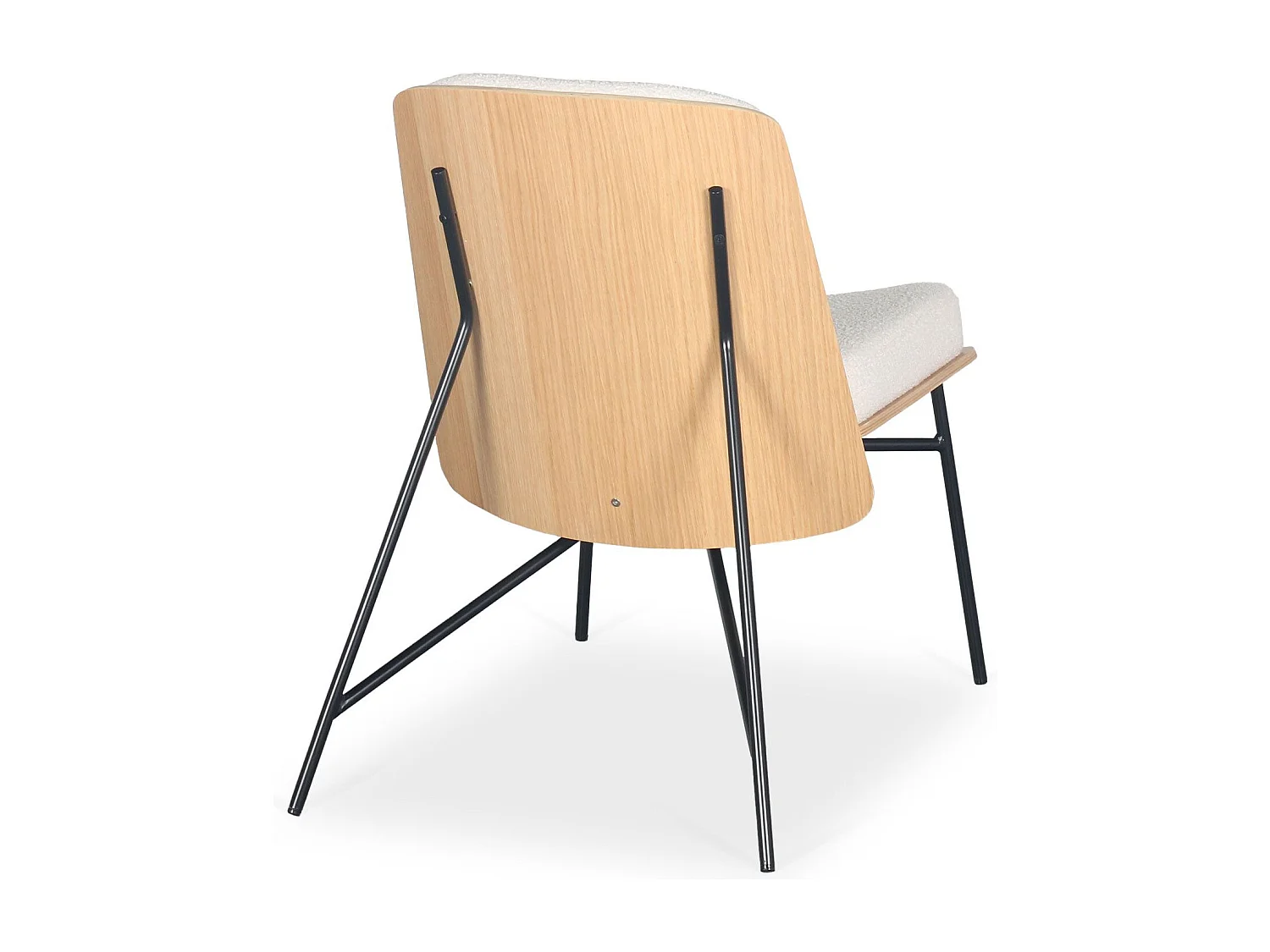 Sillón moderno Gauguin Madera clara y tela efecto borrego crema