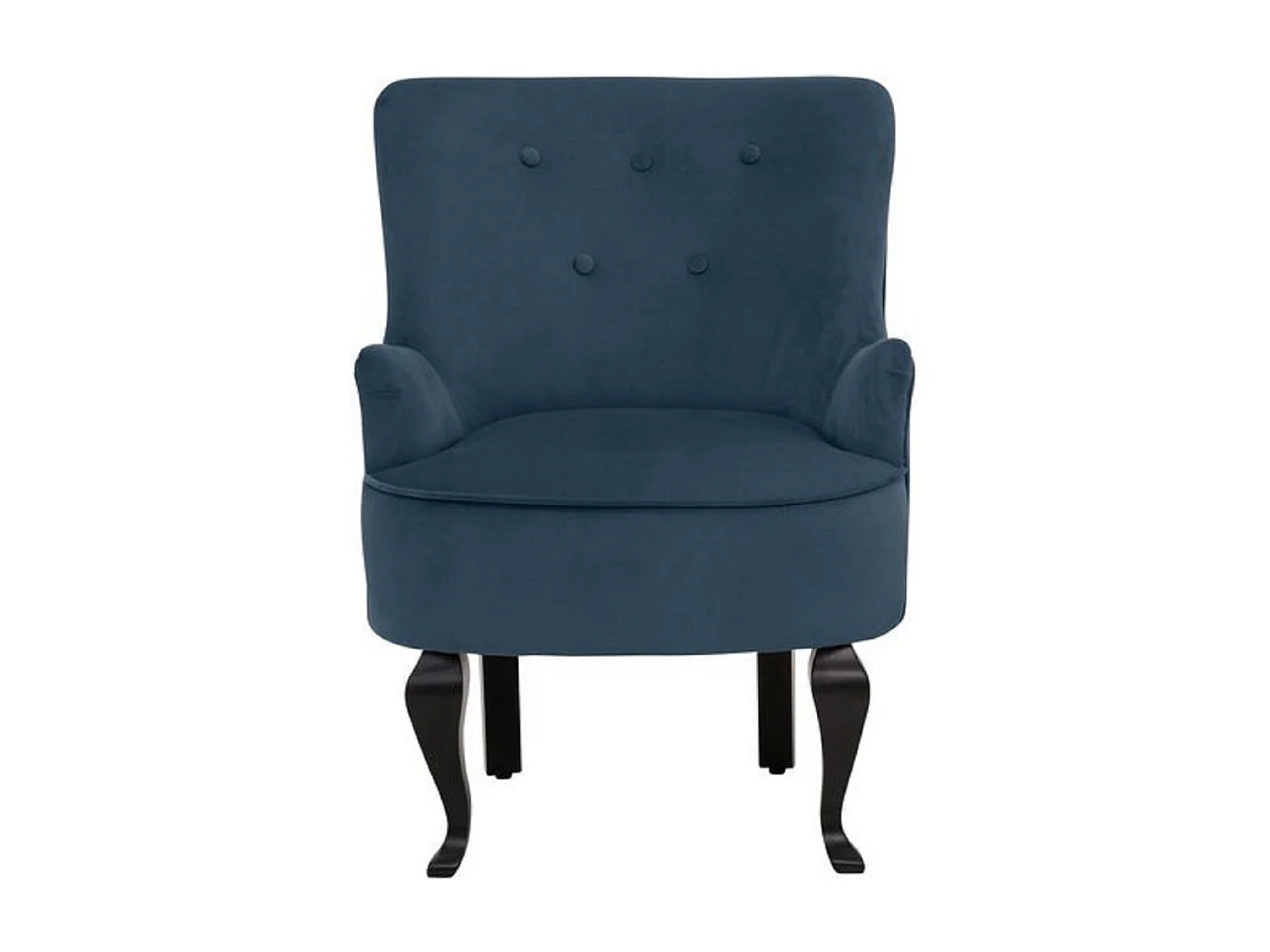 Dallas | Fauteuil + tabouret en velours bleu