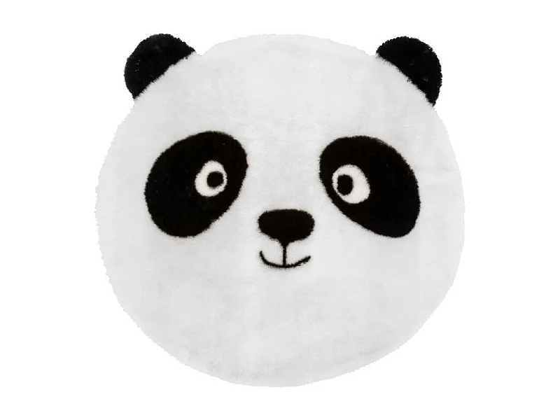 Tapis Enfant Rond "Panda" 100cm Blanc & Noir
