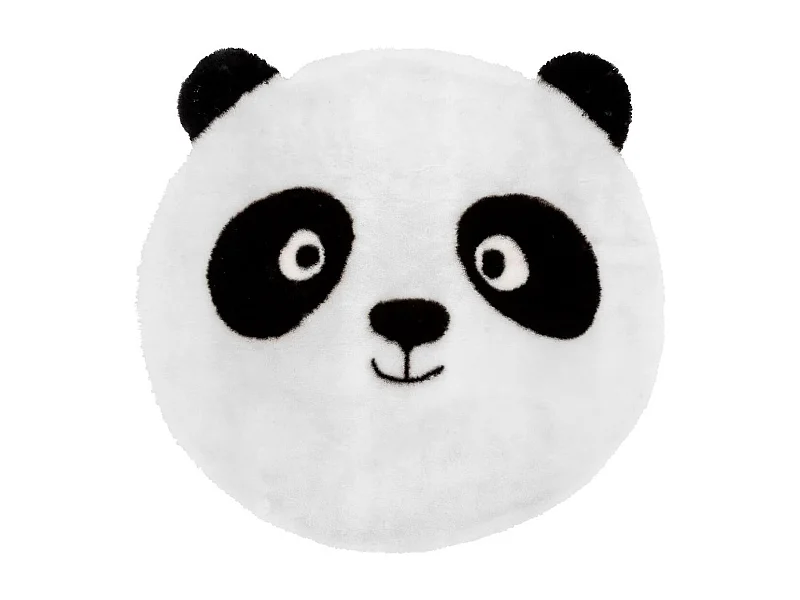 Tapis Enfant Rond "Panda" 100cm Blanc & Noir