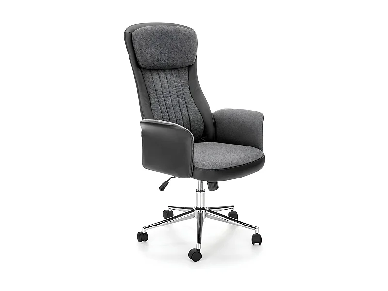 Poltrona da ufficio in ecopelle con tessuto nero e grigio Lukro