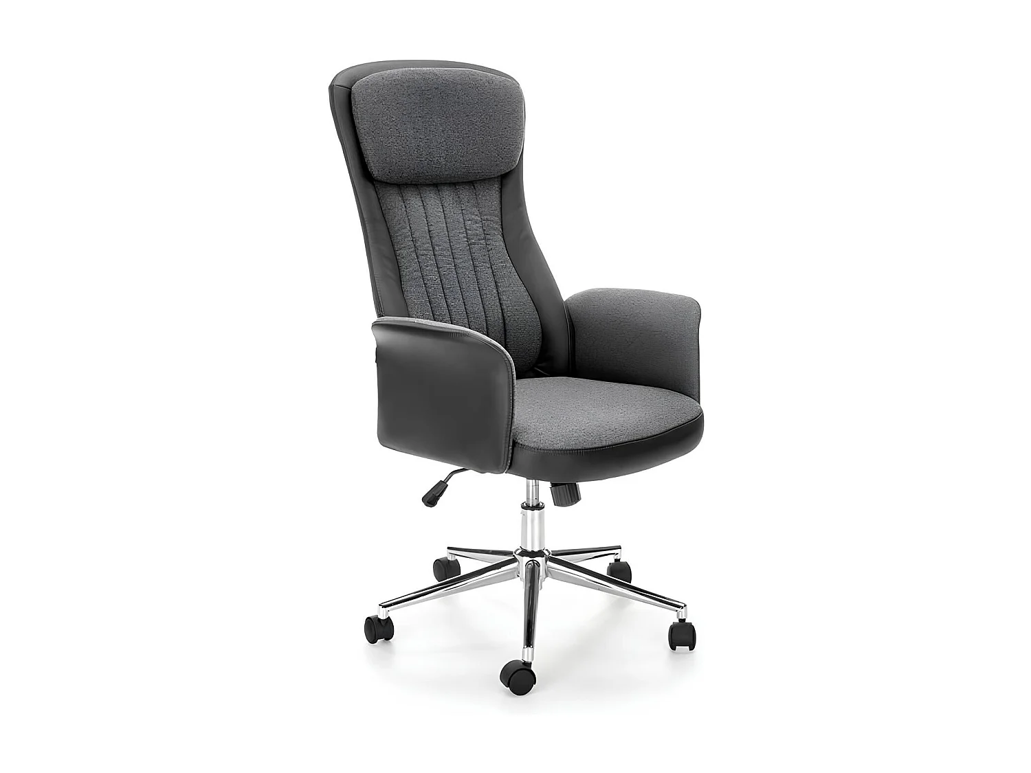 Silla de oficina de ecopiel con tejido gris y negro Lukro