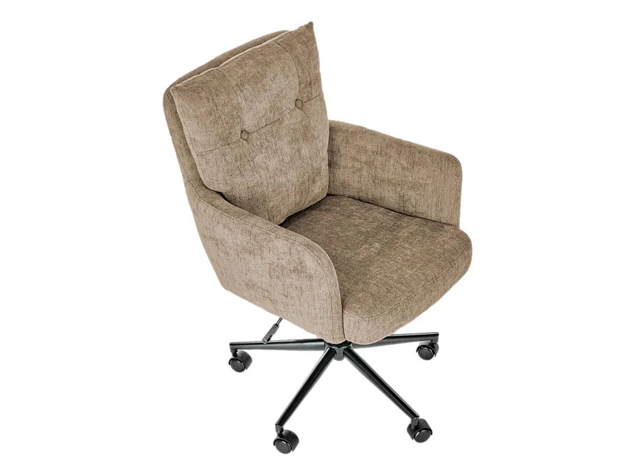 Poltrona da ufficio di design Persée in tessuto marrone chiaro