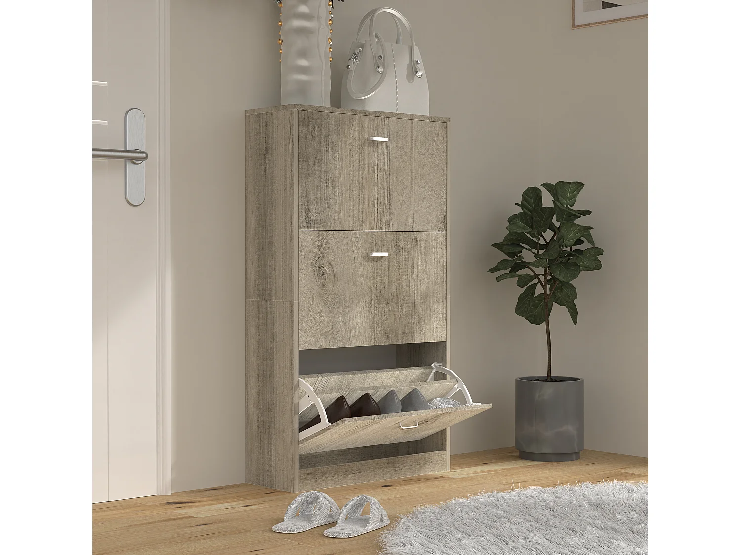 Shoe cabinet Sipos Honey oak H. 105 x W. 59 x D. 22 cm