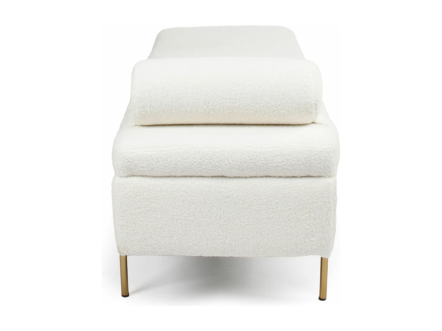 Banquette-coffre moderne Hepburn L140cm Tissu bouclette Blanc