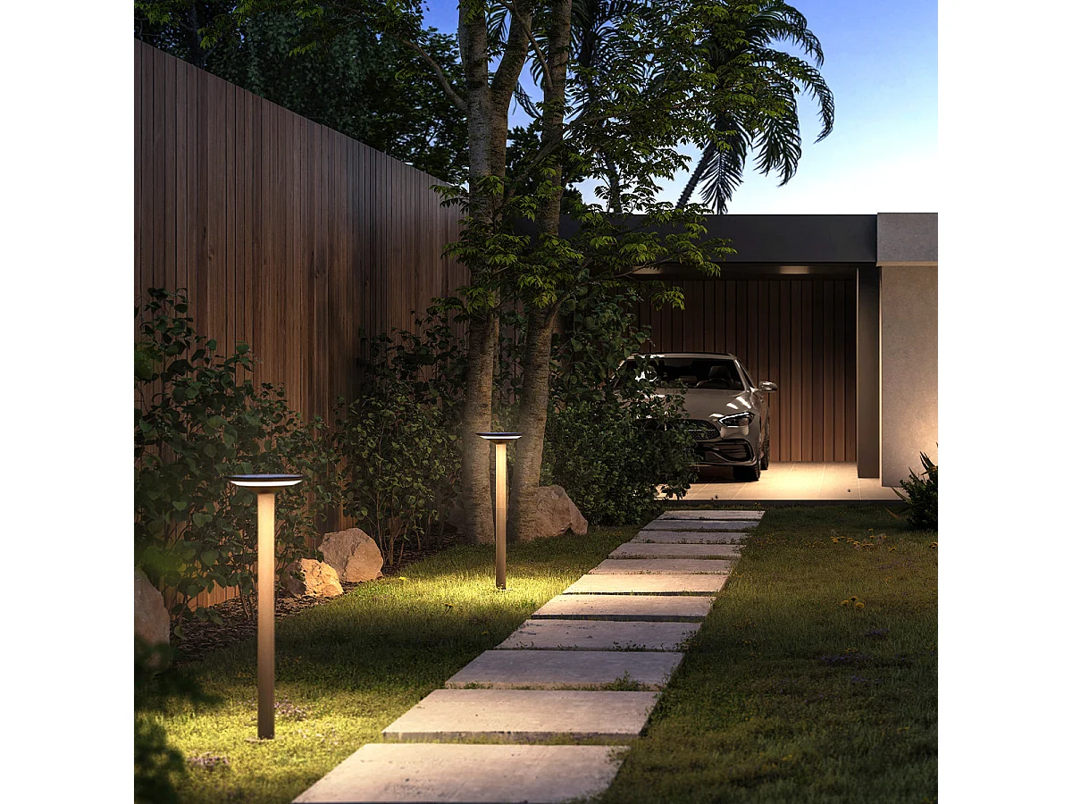 Borne solaire aluminium blanc chaud KEOPE GROUND H80cm