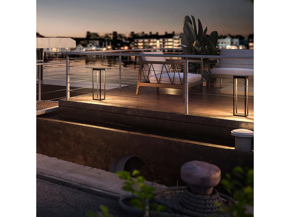 Borne solaire LED blanc chaud RADIA MAXI aluminium H50cm